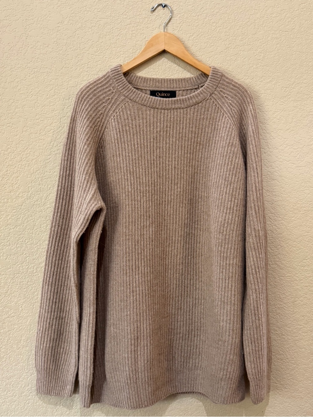 Quince Ribbed Cashmere Crewneck Sweater, Sz XL